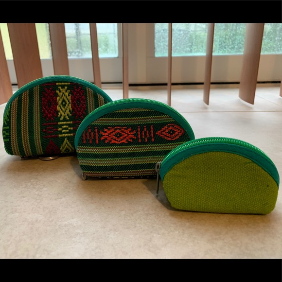 Set of 3 Patterned Zippered Coin/Card Purses - Picture 1 of 2